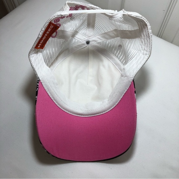 Hooters Rare Mesh Trucker Pink Brown Aol Heart Cupid Snap Back Adjustable Hat - Picture 10 of 13